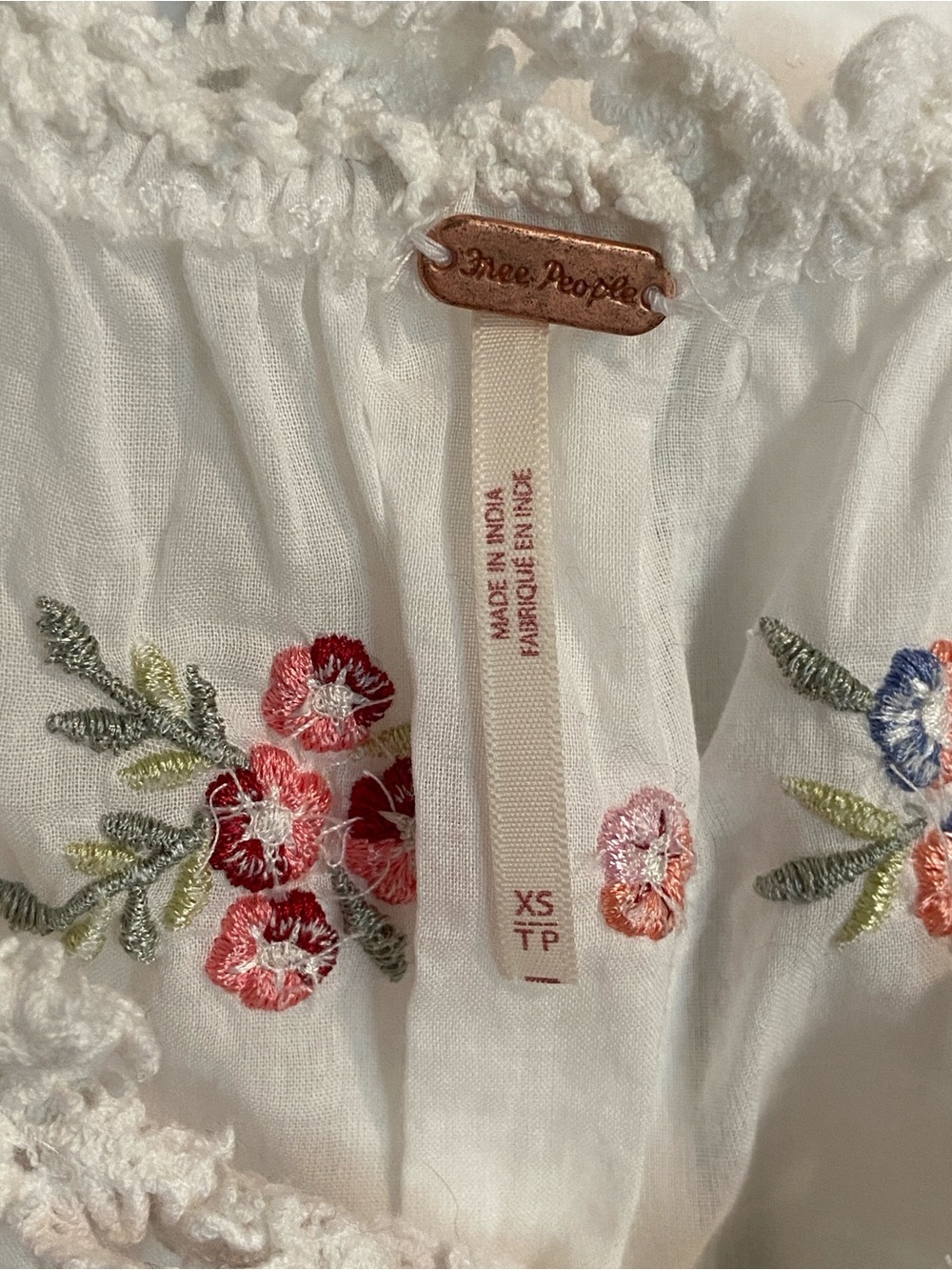 Free People White Floral Embroidered Crop Top - Picture 5 of 6